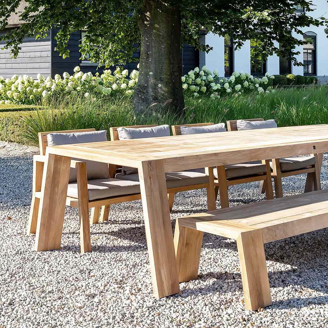 luxe low dining tuinset hout